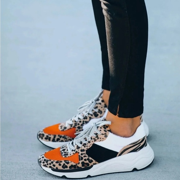Leopard and orange sneakers - Picture 1 of 6